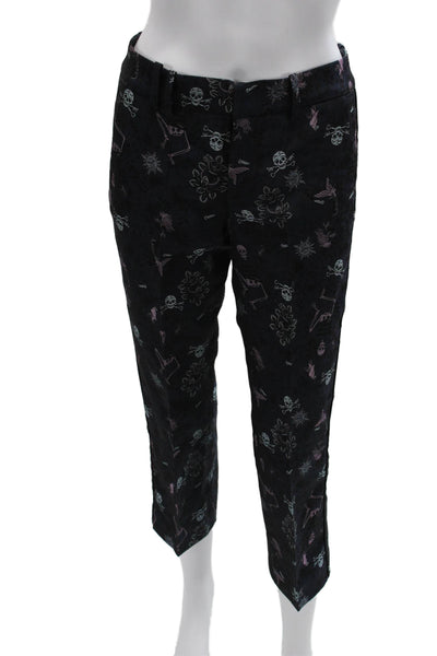 Zadig & Voltaire Womens Ankle Pants Black Geometric Acetate Pirate Size 34