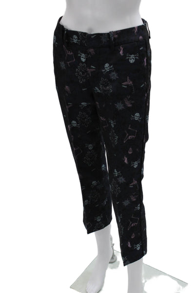 Zadig & Voltaire Womens Ankle Pants Black Geometric Acetate Pirate Size 34