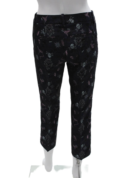 Zadig & Voltaire Womens Ankle Pants Black Geometric Acetate Pirate Size 34