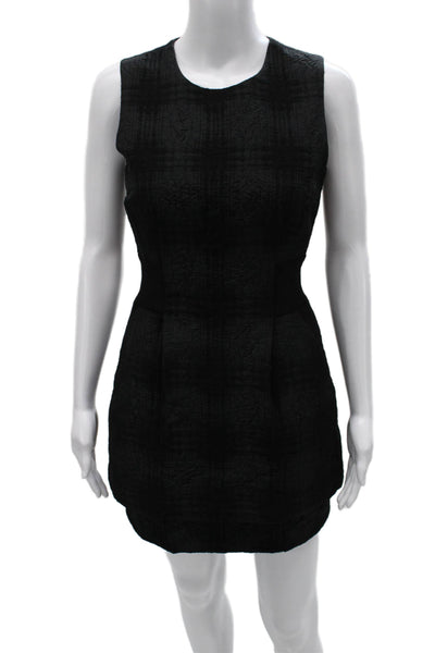 ALC Womens Sheath Dress Black Sleeveless Round Neck Geometric Zip Size 4