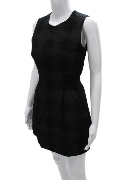 ALC Womens Sheath Dress Black Sleeveless Round Neck Geometric Zip Size 4