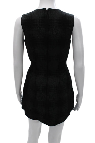 ALC Womens Sheath Dress Black Sleeveless Round Neck Geometric Zip Size 4