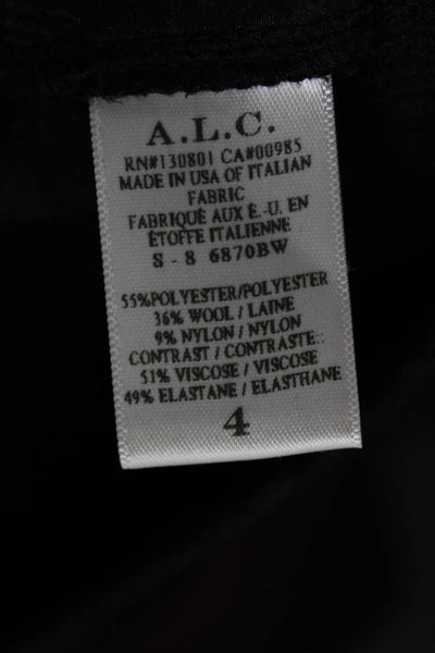 ALC Womens Sheath Dress Black Sleeveless Round Neck Geometric Zip Size 4