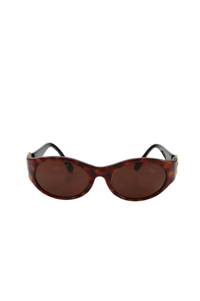 Kieselstein Cord Womens Brown Plastic Metal Moon Lunar Oval Sunglasses