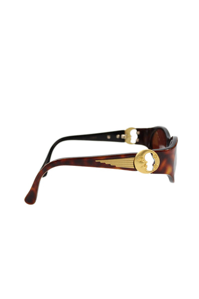 Kieselstein Cord Womens Brown Plastic Metal Moon Lunar Oval Sunglasses