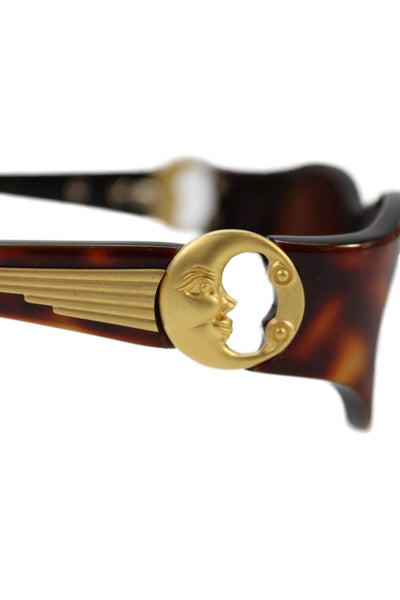 Kieselstein Cord Womens Brown Plastic Metal Moon Lunar Oval Sunglasses