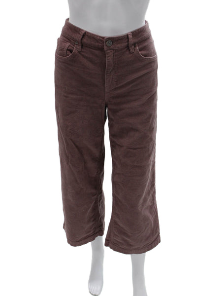 Unpublished Womens Cropped Pants Brown Low Rise Button Cotton Size 7
