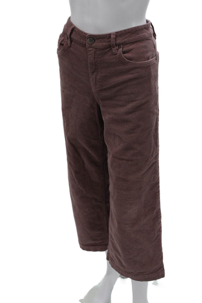 Unpublished Womens Cropped Pants Brown Low Rise Button Cotton Size 7