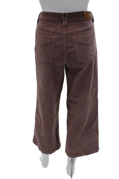 Unpublished Womens Cropped Pants Brown Low Rise Button Cotton Size 7