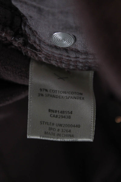 Unpublished Womens Cropped Pants Brown Low Rise Button Cotton Size 7