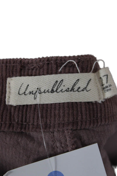 Unpublished Womens Cropped Pants Brown Low Rise Button Cotton Size 7