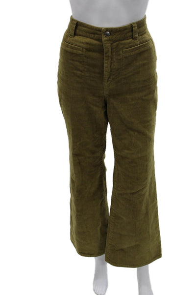 J Crew Womens Green Cotton Pants Petite 28 Inseam Size 27