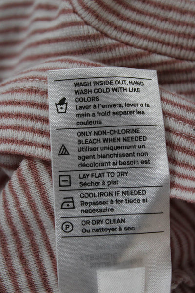 Vince Womens Pink Striped Cotton Crew Neck Basic T-Shirt 3/4 Sleeve Size M