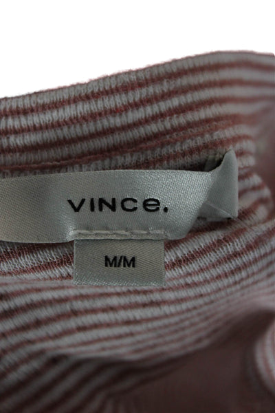 Vince Womens Pink Striped Cotton Crew Neck Basic T-Shirt 3/4 Sleeve Size M