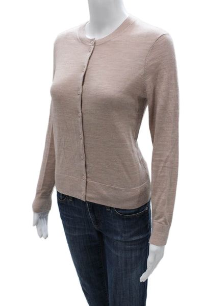 Allsaints Women Wool Beige Cardigan Sweater Round Neck Long Sleeve Size S