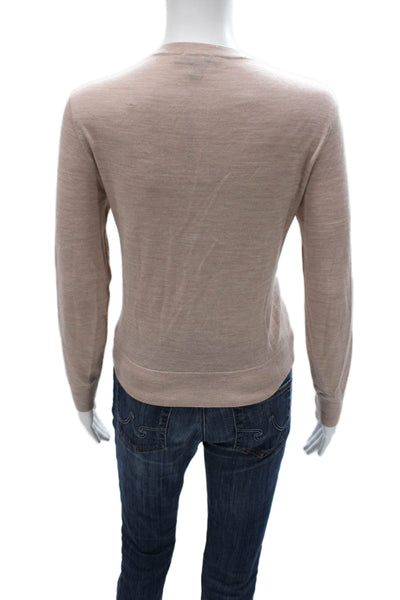 Allsaints Women Wool Beige Cardigan Sweater Round Neck Long Sleeve Size S