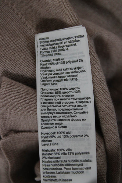Allsaints Women Wool Beige Cardigan Sweater Round Neck Long Sleeve Size S