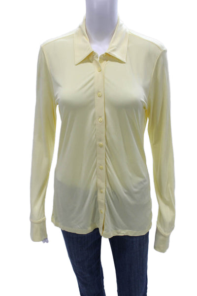 Banana Republic Womens Button-Up Collared Rayon Yellow Long Sleeve Size M
