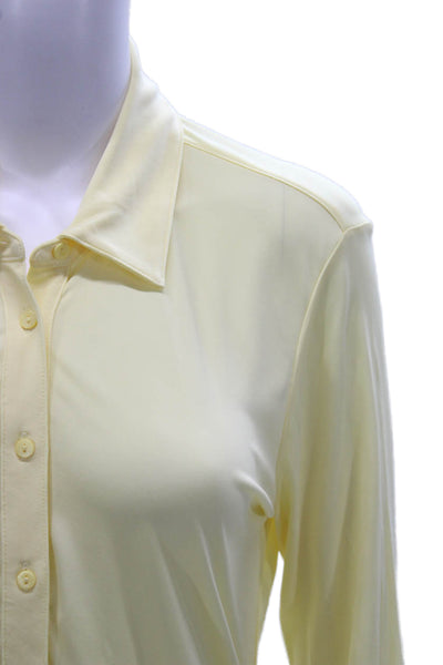 Banana Republic Womens Button-Up Collared Rayon Yellow Long Sleeve Size M