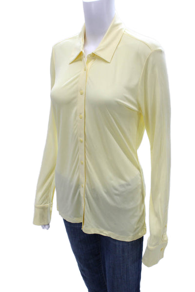 Banana Republic Womens Button-Up Collared Rayon Yellow Long Sleeve Size M