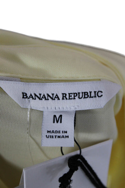 Banana Republic Womens Button-Up Collared Rayon Yellow Long Sleeve Size M