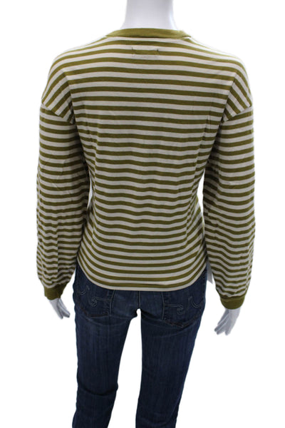 Madewell Womens Basic Green Crew Neck Long Sleeve T-Shirt Size M
