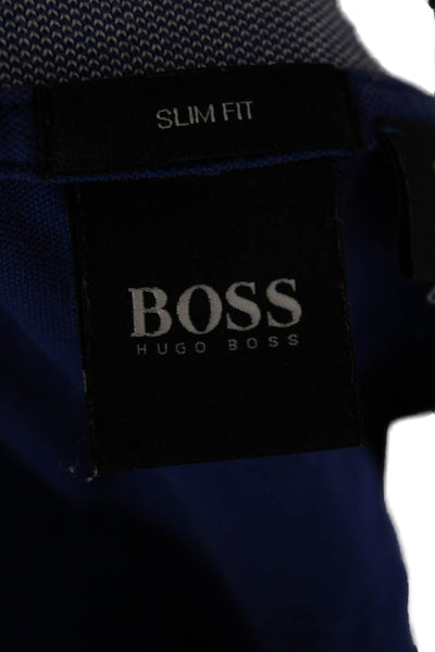 Boss Hugo Boss Mens Polo Short Sleeve Blue Cotton Blend Size L