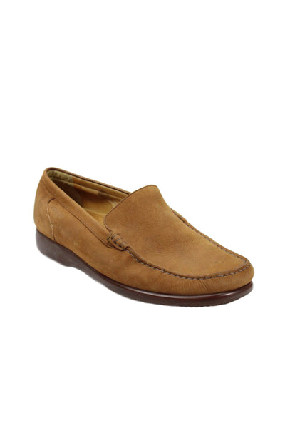 Mephisto Mens Leather Square Top Slip On Loafers Brown Size 10