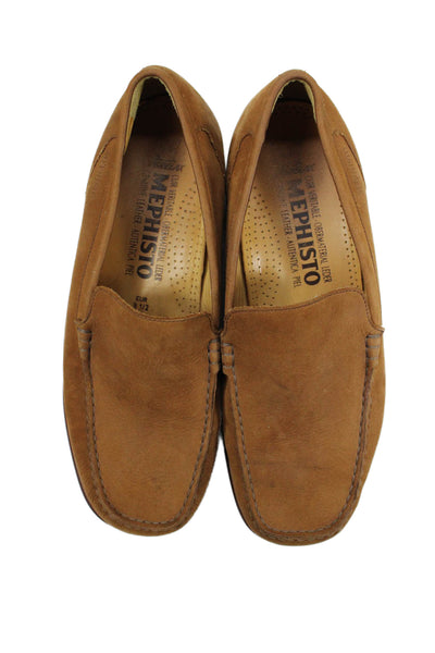Mephisto Mens Leather Square Top Slip On Loafers Brown Size 10
