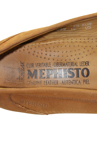 Mephisto Mens Leather Square Top Slip On Loafers Brown Size 10