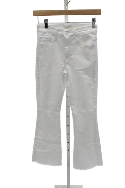Mother Womens Flared White Cotton Jeans Size 24
