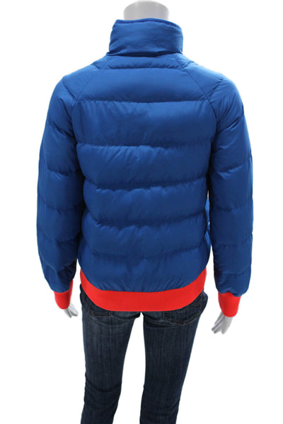 J Crew Womens Puffer Jacket Blue Long Sleeve Size 2XS
