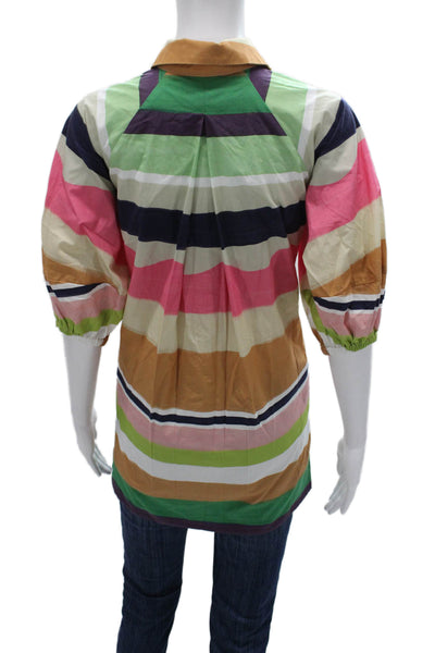 Deloreta Women Multicolor Cotton Button Tunic 3/4 Sleeve Size XS