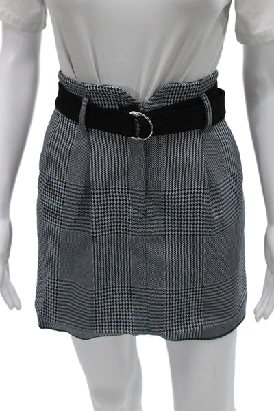 Maje Womens Pencil Skirt Multicolor Check Buckle Knee Length Size 34