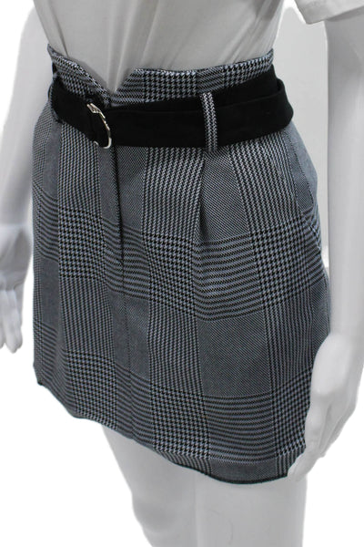 Maje Womens Pencil Skirt Multicolor Check Buckle Knee Length Size 34