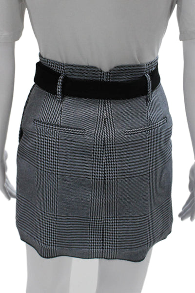 Maje Womens Pencil Skirt Multicolor Check Buckle Knee Length Size 34