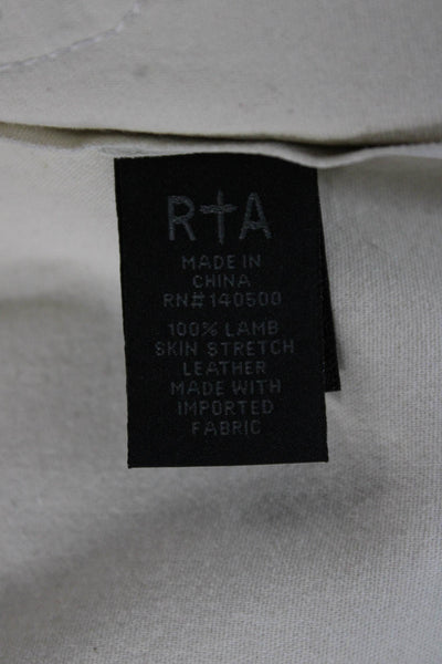 R+A Womens Mini Lambskin Leather Skirt White Zip Solid Size 4