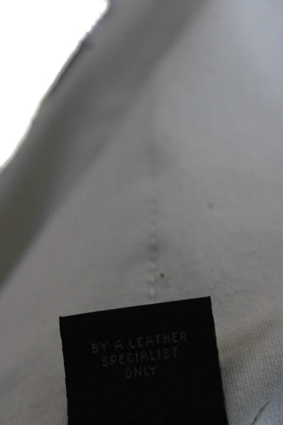 R+A Womens Mini Lambskin Leather Skirt White Zip Solid Size 4