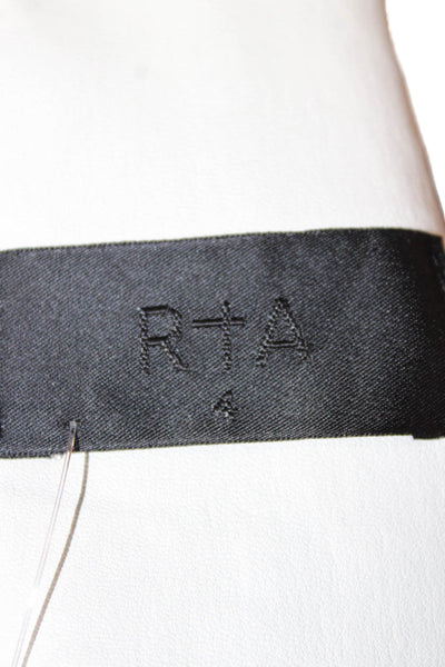 R+A Womens Mini Lambskin Leather Skirt White Zip Solid Size 4