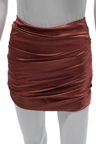 The Sei Women Mini Silk Skirt Red Zip Size 0
