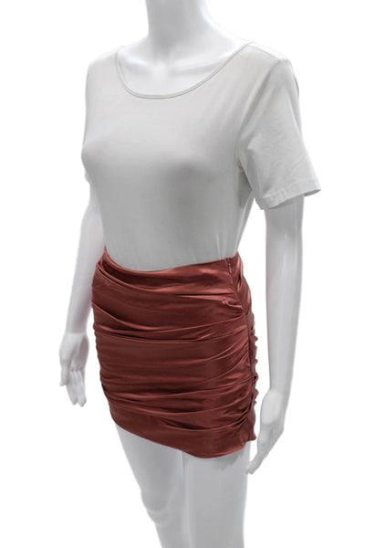 The Sei Women Mini Silk Skirt Red Zip Size 0