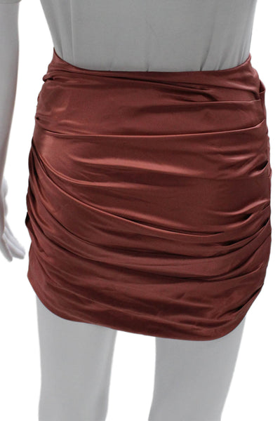 The Sei Women Mini Silk Skirt Red Zip Size 0