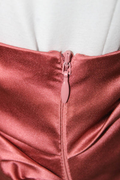 The Sei Women Mini Silk Skirt Red Zip Size 0