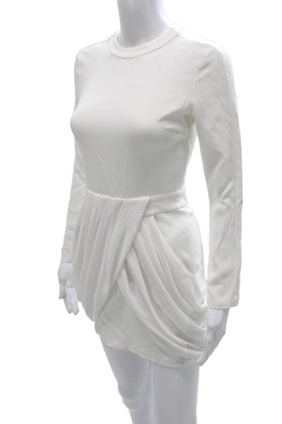 ALC Women White Mini Dress Long Sleeve Crew Neck Viscose Size 0