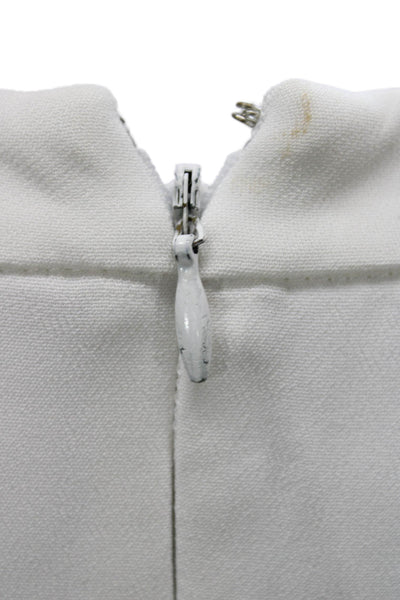 ALC Women White Mini Dress Long Sleeve Crew Neck Viscose Size 0