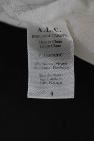 ALC Women White Mini Dress Long Sleeve Crew Neck Viscose Size 0