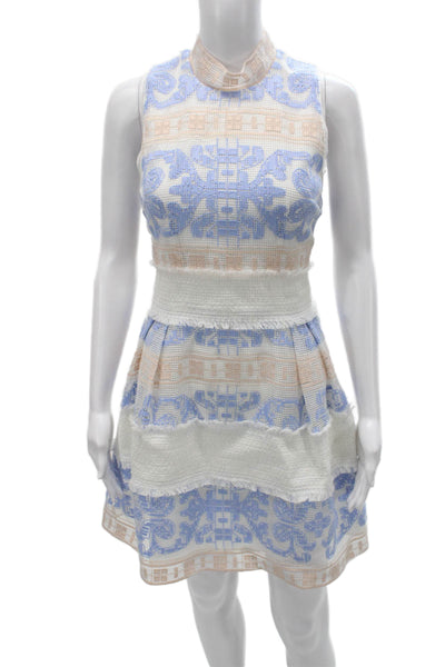 Alexis Womens Fit & Flare Geometric Multi Knee Length Sleeveless Dress Size S