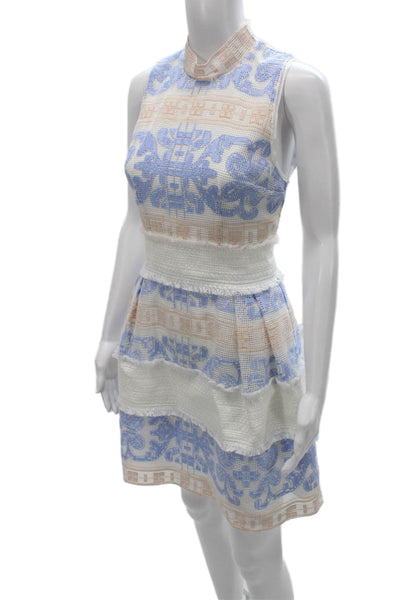 Alexis Womens Fit & Flare Geometric Multi Knee Length Sleeveless Dress Size S