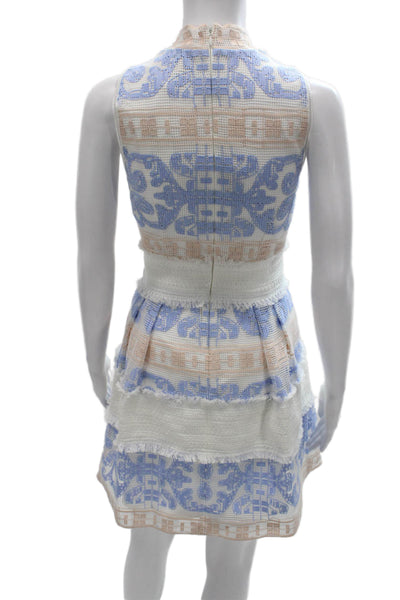 Alexis Womens Fit & Flare Geometric Multi Knee Length Sleeveless Dress Size S
