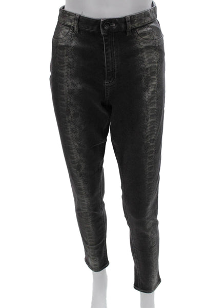 Elie Tahari Women Skinny High Rise Gray Animal Print Cotton Blend Jeans Size 31